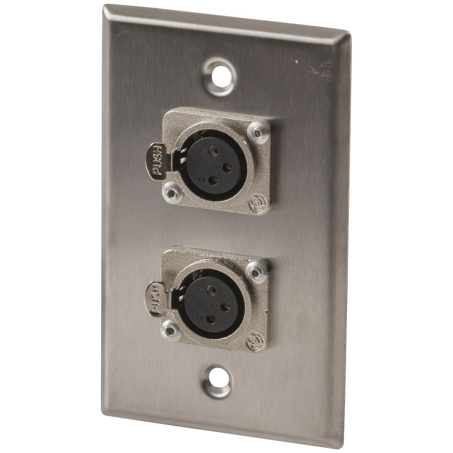 thumbnail image 2 of 2-Pack Stainless Steel XLR Female Wall Plate – Dual Socket Mic Plate, 2-Port 2 of 5