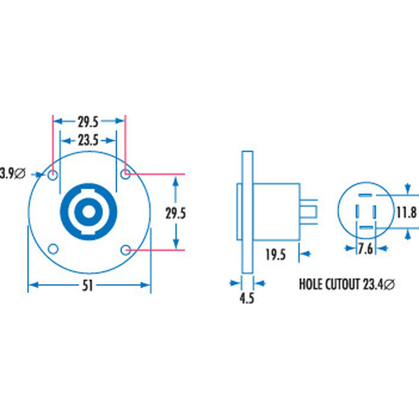 Panel Mount 4 Pole Neutrik Socket Connector | Jaycar New Zealand
